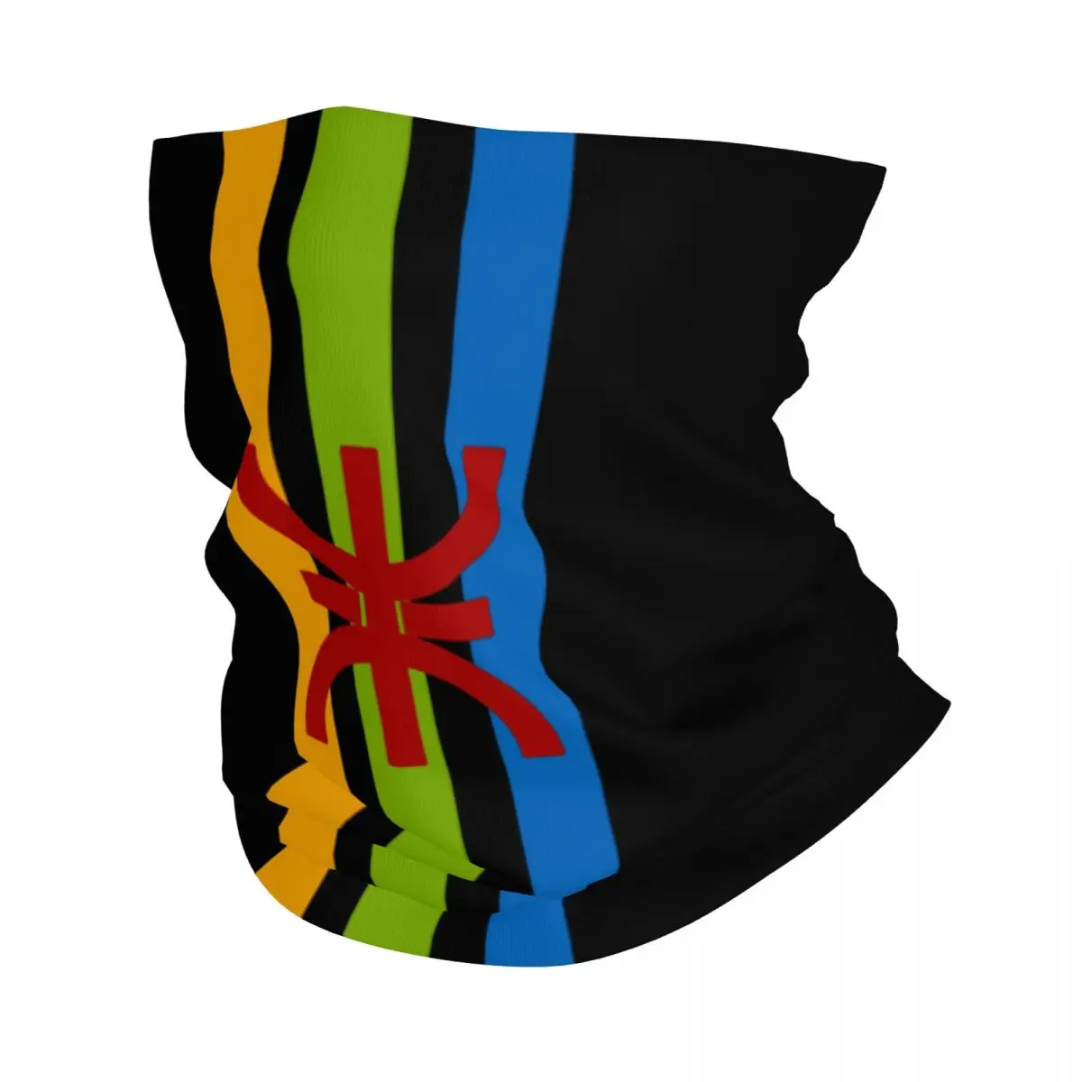 

Amazigh Flag Stripe Bandana Winter Neck Warmer Women Windproof Wrap Face Scarf for Ski Berber Tifinagh Proud Gaiter Headband