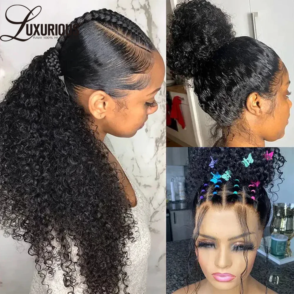 Deep Curly 360 Full Lace Human Hair Wig Brazilian 13x4 Lace Front Human Hair Wig With Circle Edges 250% 13x6 Remy