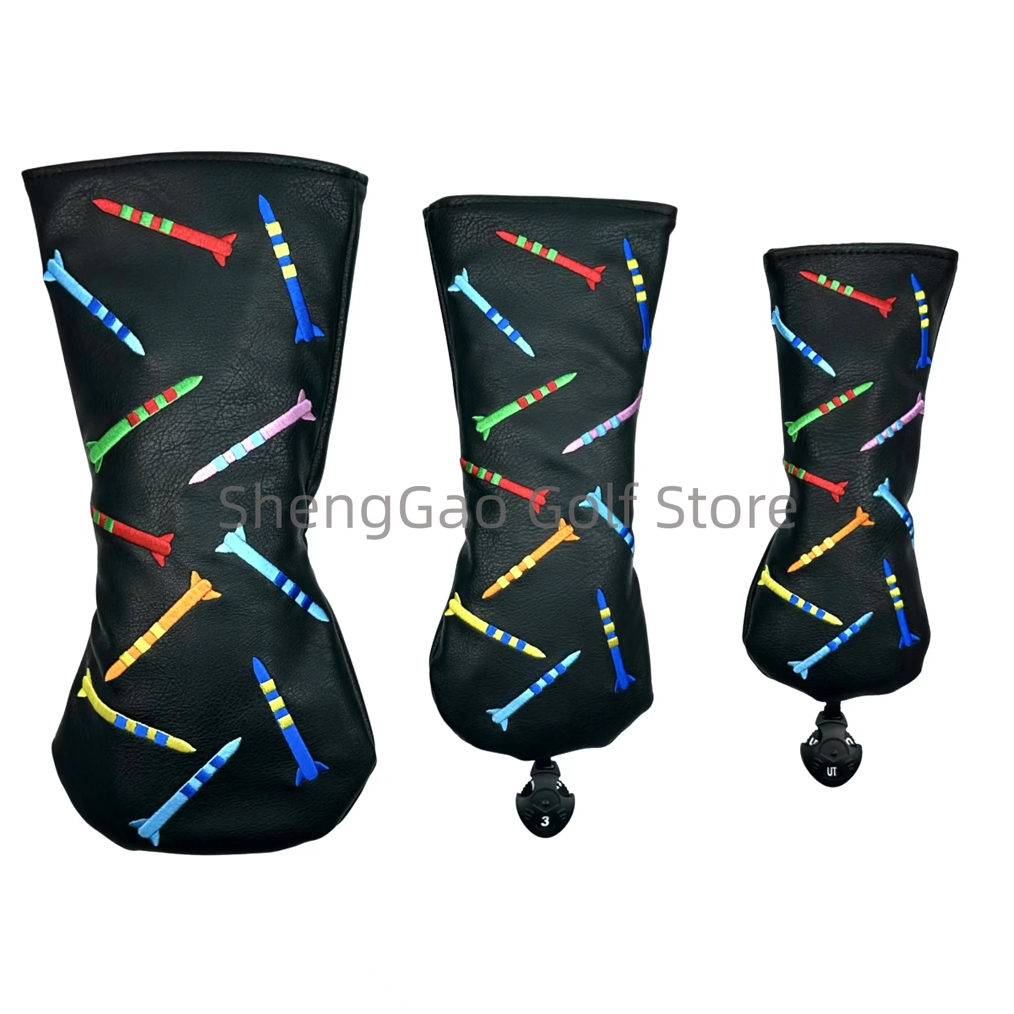Golf Rocket pattern Head cover Driver Head Covers Fairway Wood Covers Hybrid Putter Cover Pu Leather golf putter head covers golf club head covers