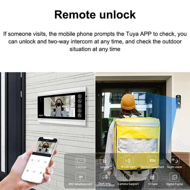 Jeatone 1080P Wifi Video Intercom 7 Inch Tuya Wireless Remote Control System Multilanguage Indoor Intercom In Private House 2
