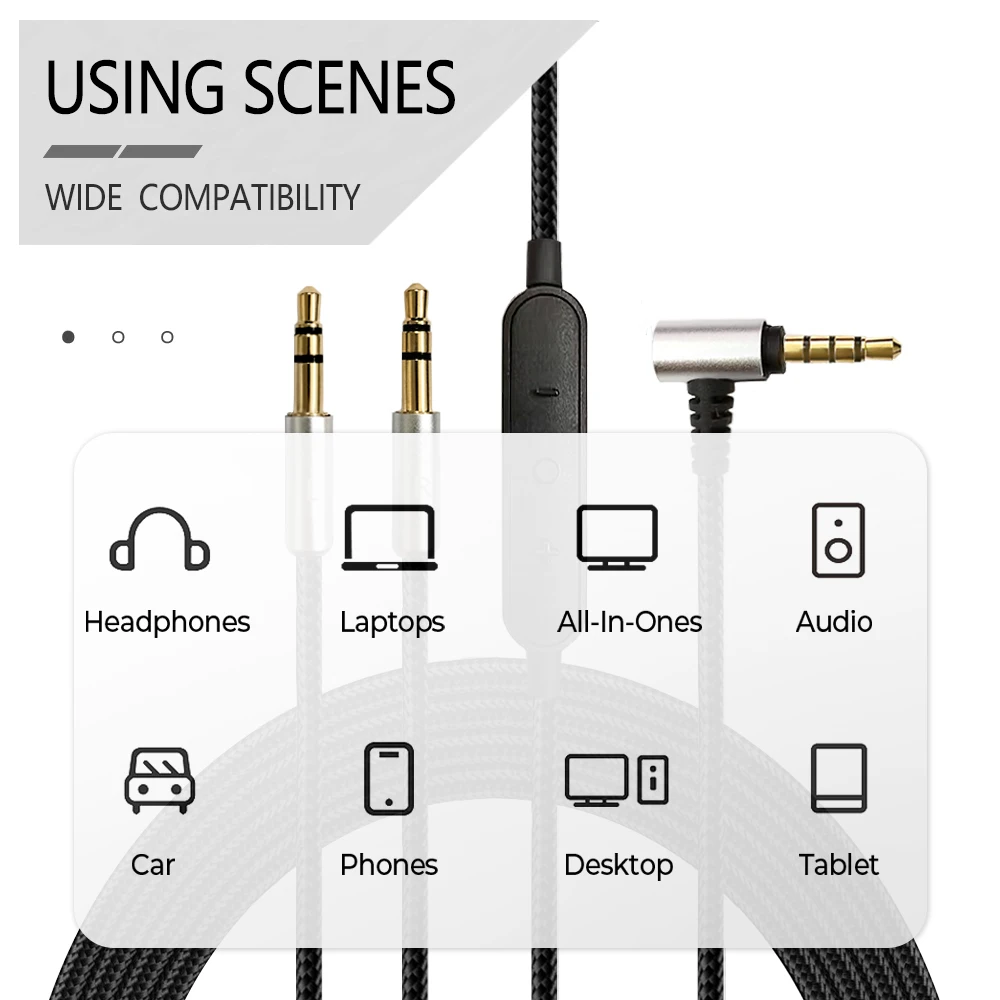 Nylon Braided Replacement Audio Cable With Volume Control for DENON AH-D7100 D7200 D600 D9200 D5200 Meze 99 Classics