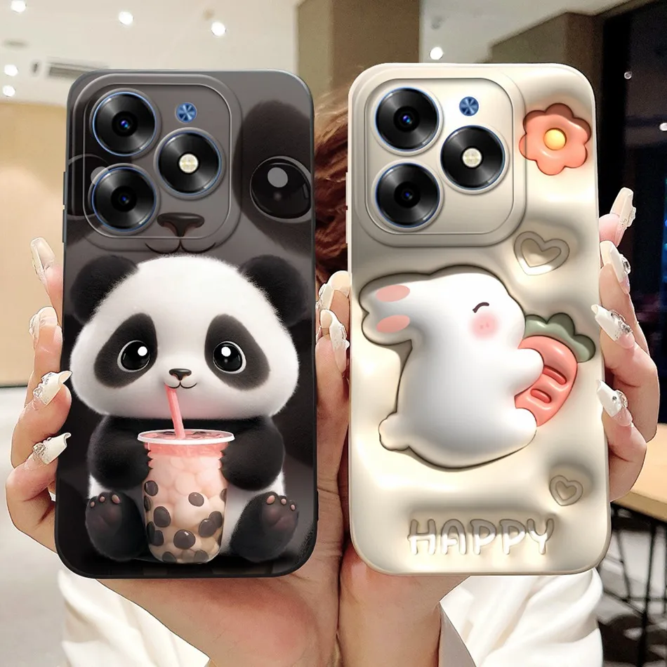 Cute Panda Rabbit Cartoon Soft Silicone Lens Protective Bumper Phone Case