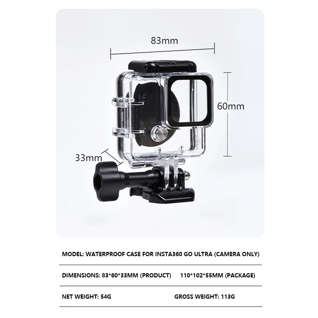 60M Tauchgehäuse für Insta360 GO Ultra Kamera Shell Cover Schnelle Installation Halterung 40M Unterwasser LED HighPower Blitzlicht – Detail 13