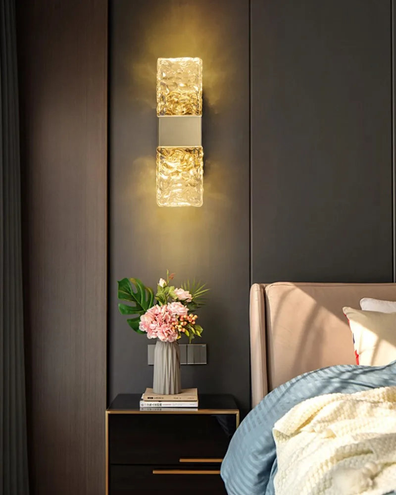 

Modern minimalist luxurious crystal light living room background wall staircase nordic design creative bedroom bedside wall lamp