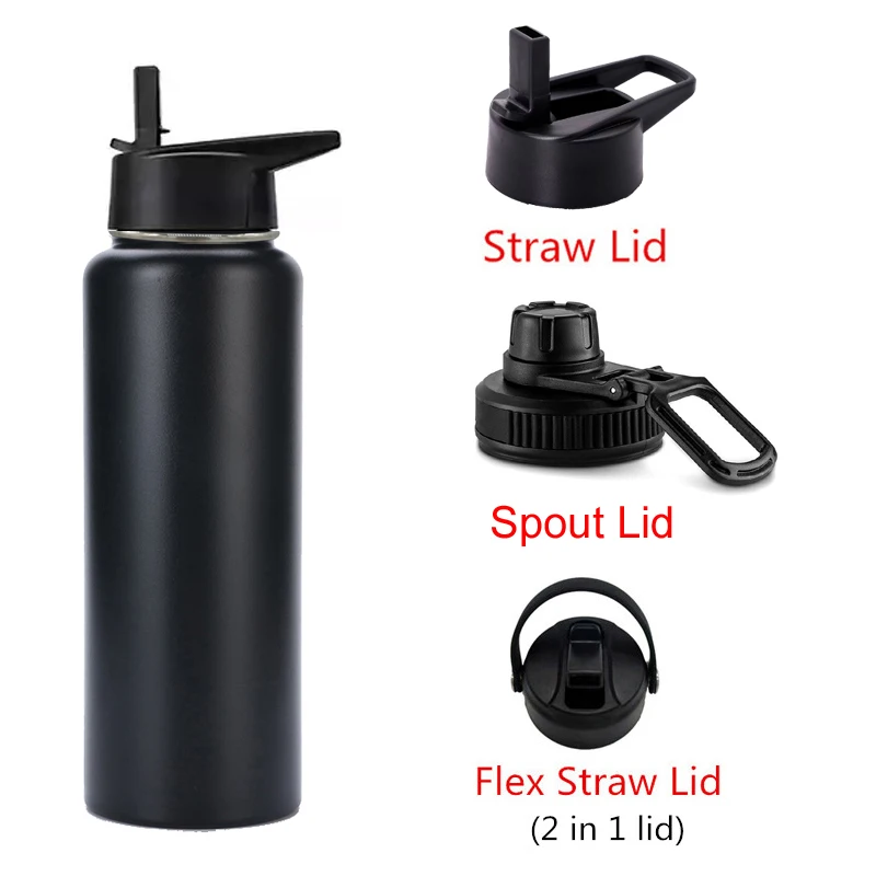 Universal Straw Lid Flex Cap Fits Most Wide Mouth Bottles For Hydro Bottles 12 18 21 24 32 40 60 oz Water Bottle Flask