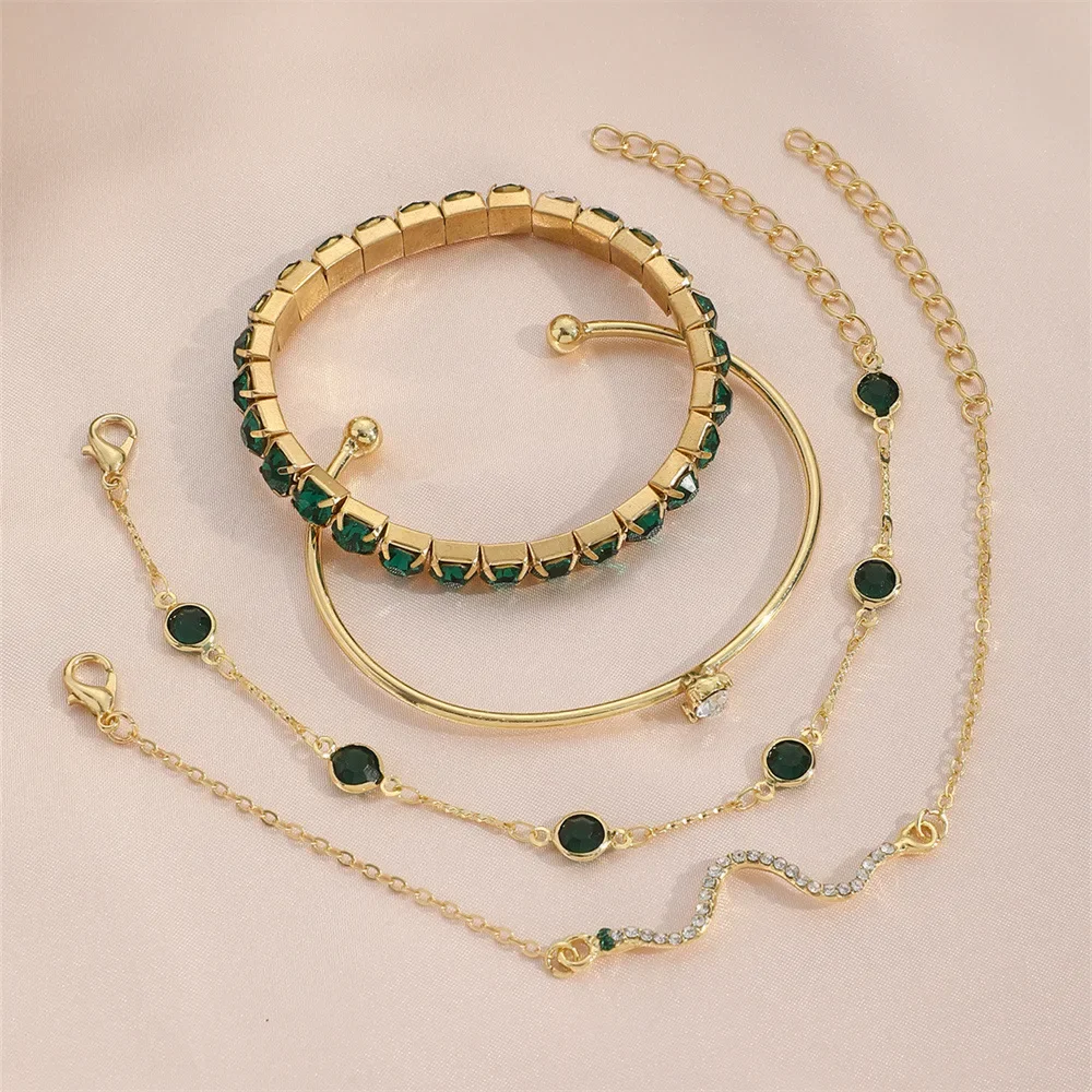 3 Pcs/set Geometric Twisted Lines Irregular Shaped Open Cuff Bracelet and Bangle Set for Women Punk Exaggerated Style Accessor