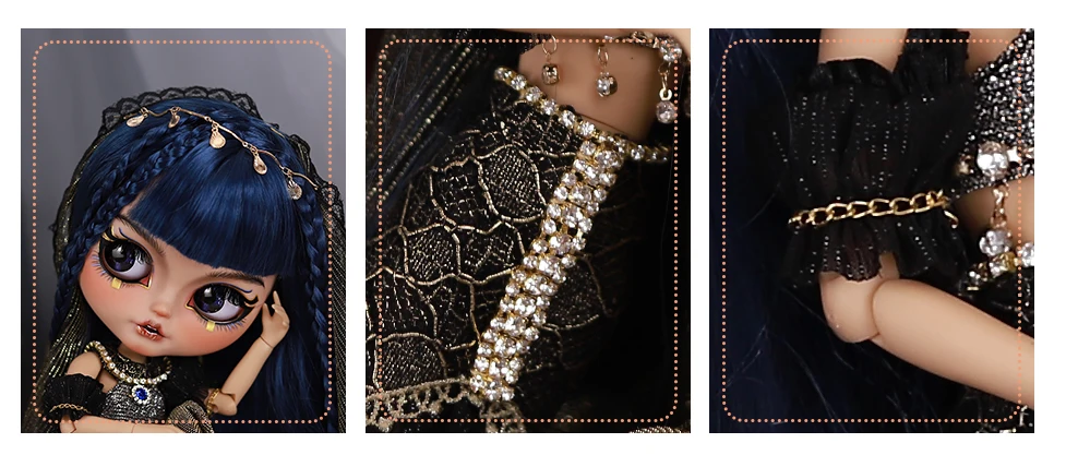 Neo Blythe Doll Queen Cleopatra Black Dress 4