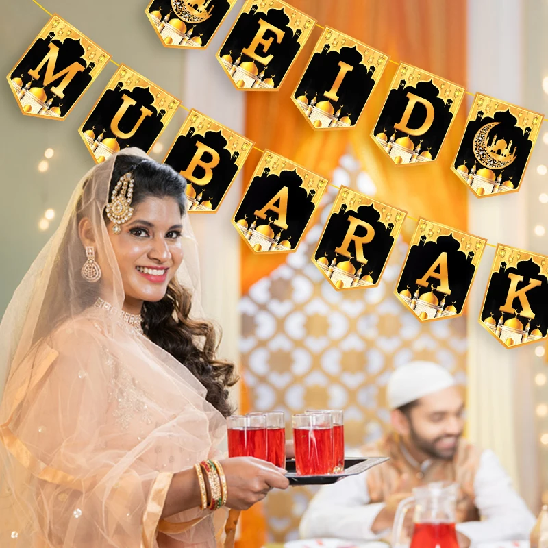 2025 Eid Mubarak Decor Banner Ramadan Mubarak Banner Kareem Ramadan Decoration for Home Islamic Muslim Party Eid Al Adha