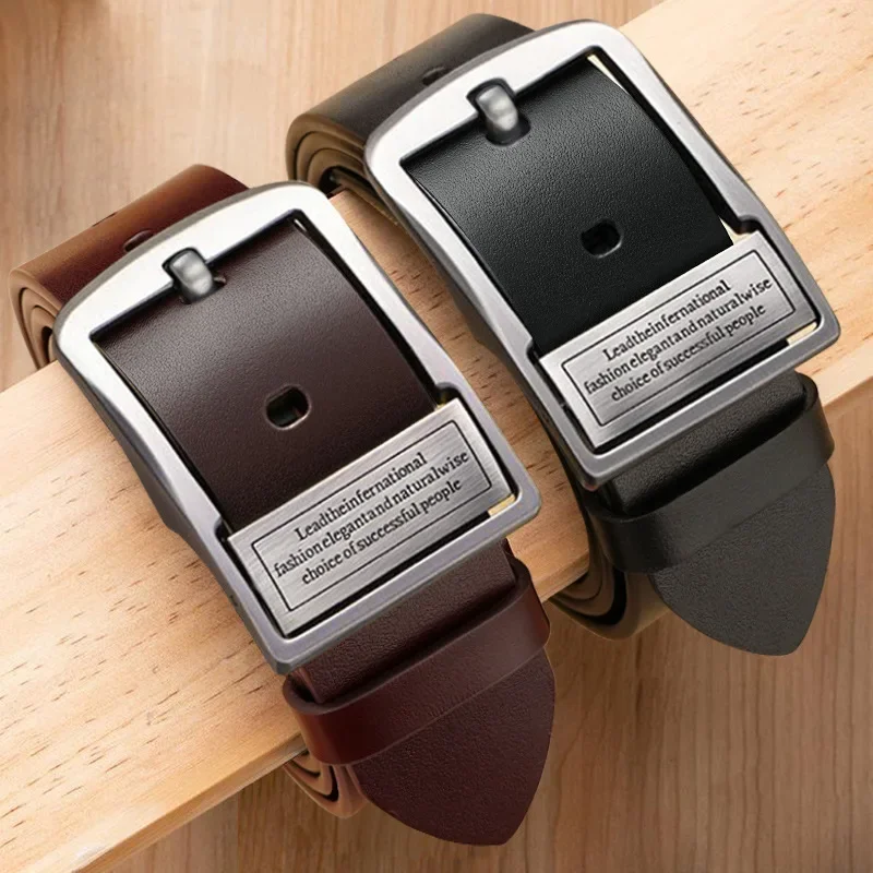 Men's Fashionable Silver Buckle Leather Belt - Trendy & Versatile Luxury Accessory