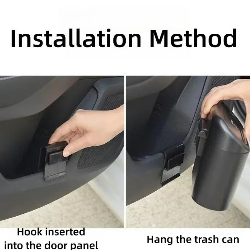 Car Trash Can 1L Portable Hanging Mini Car Debris Box ABS Square Pressing Trash Bin Auto Interior Storage Bin Accessories