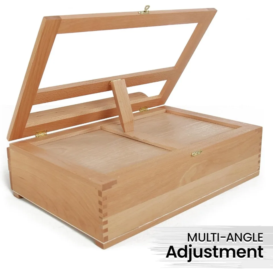 Handcrafted Beechwood Art Desk Easel with Storage