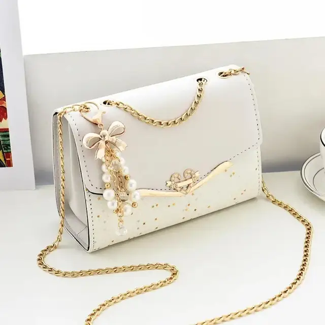 Pouch Ladies PU Leather Handbag with Tassel Pendant Fashion Messenger Bag Women Trendy Sequin Single Shoulder Bags 4