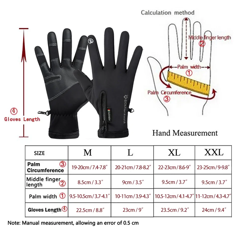 Water Resistant Motorcycle Gloves Touch Screen Motorbike Riding Gloves Winter Thermal Fleece Lined Skin-Friendly Cycling waterproof gloves