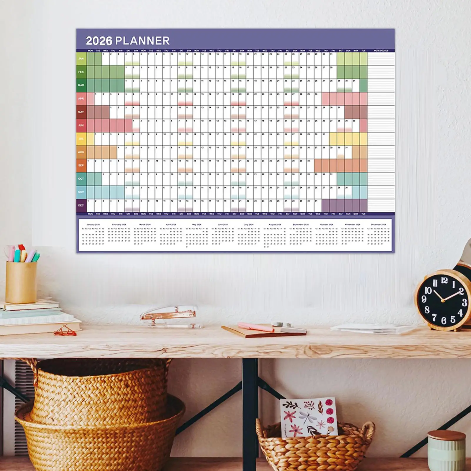 2026 Monthly Wall Calendar Full Year Wall Calendar Reusable Management Organizer Planner Creative Wall Calendar Planning Chart