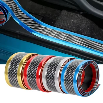 Adesivi per auto Protezione antigraffio per davanzale della porta Striscia di gomma Protezione per soglia per auto in fibra di carbonio Pellicola per paraurti Adesivo Car Styling