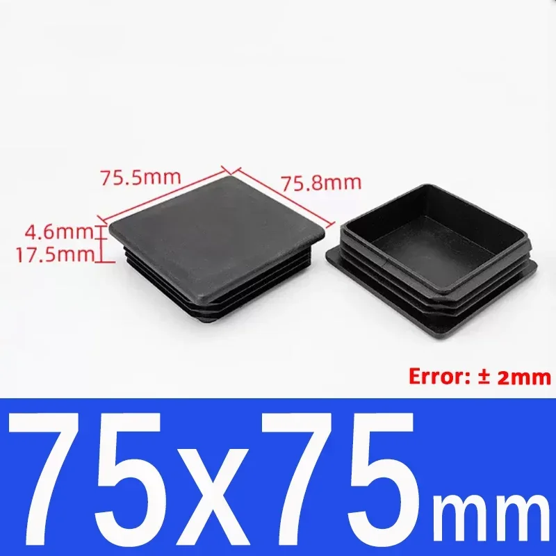 Black Square Plastic End Caps for Table or Chair Feet Protection