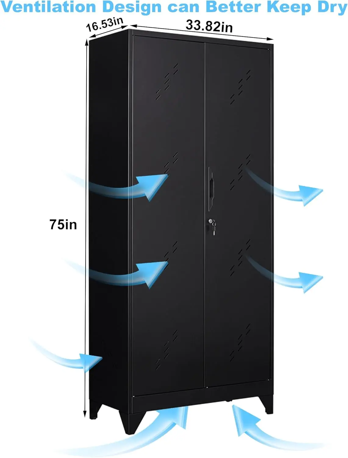 Storage Cabinet with Lockable Doors, Functional Garage Storage Cabinet, Tool Cabinet Garage Organization Cabinet with Hanging Ro 3