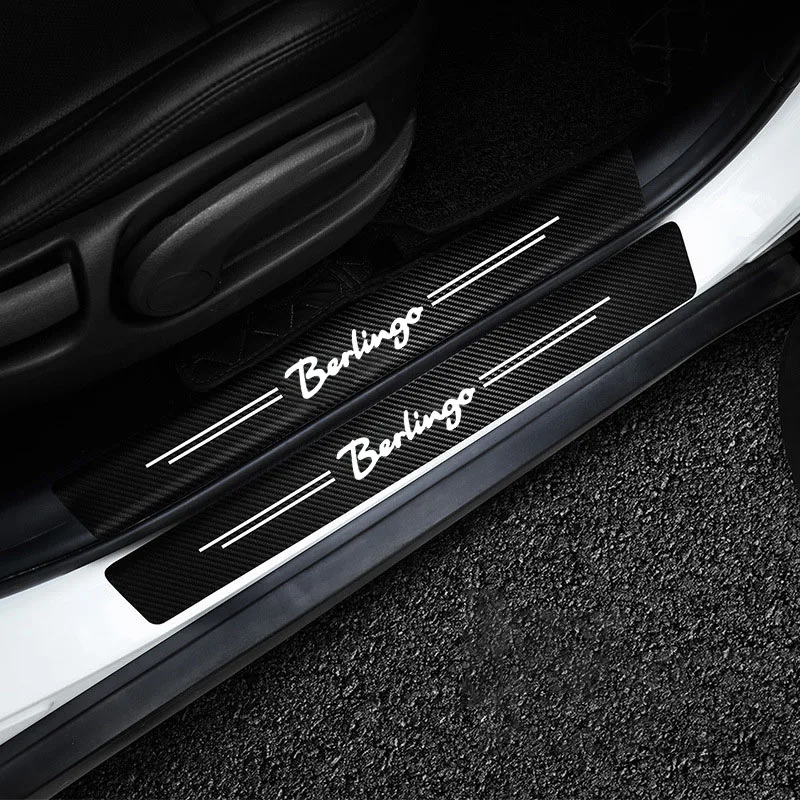Anti-scratch Car Trunk Door Sill Plate Protector Carbon Fiber Decor Decal Threshold Citroen Berlingo Auto Accessories Car Door Sill Pedal