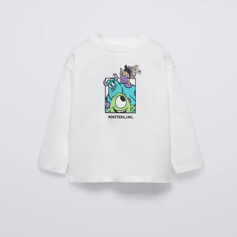 Cute Printing T-shirt Boys Casual Loose Simple Crewneck Base Shirt Pullover Tops Children Costume New Fashion All-match Tees 3