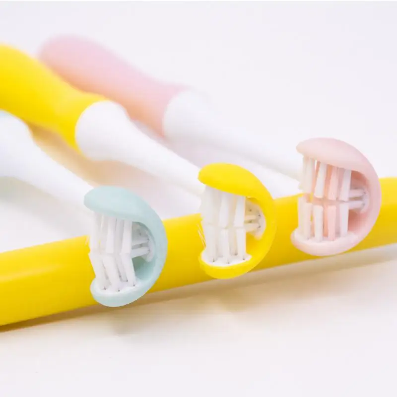 3D 어린이 칫솔, 3 면 U자형 포장 부드러운 강모 칫솔, 실리콘 어린이 치아 구강 관리 청소, 신제품