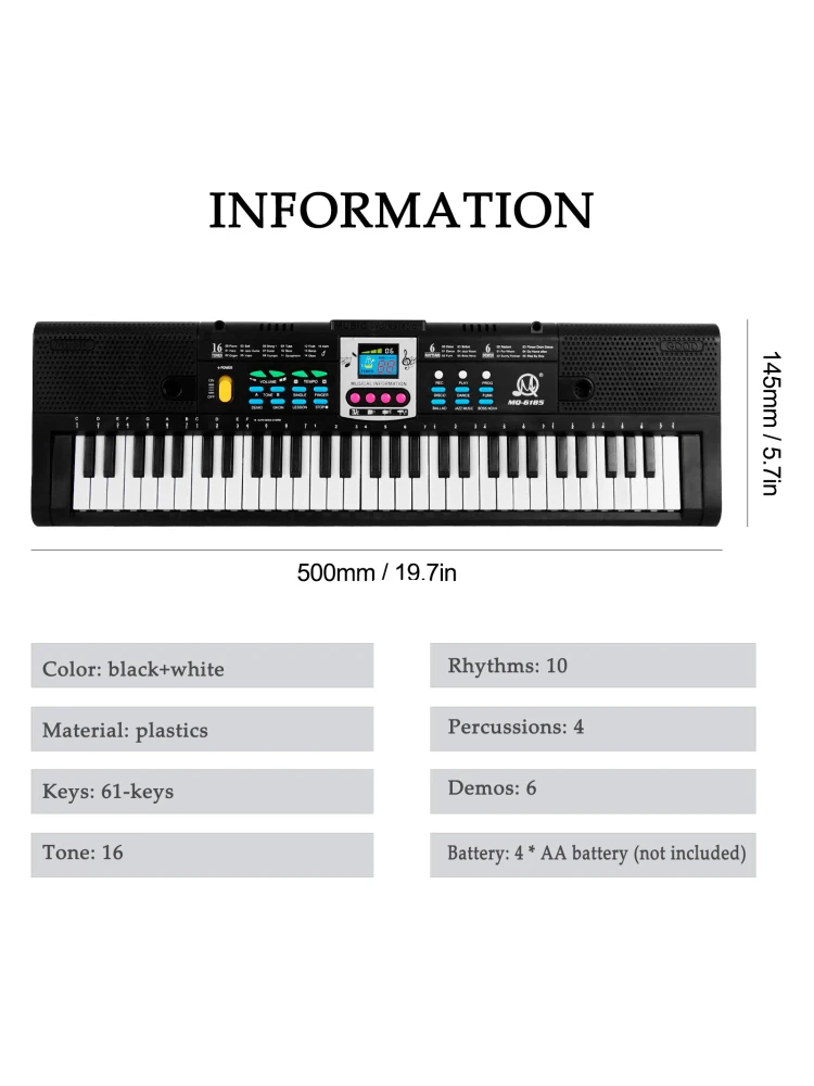 61key Multifunctional Electronic Keyboard Children Digital Electric Piano Microphone Beginner Electronic Keyboard Instrument electronic musical instrument midi control keyboard