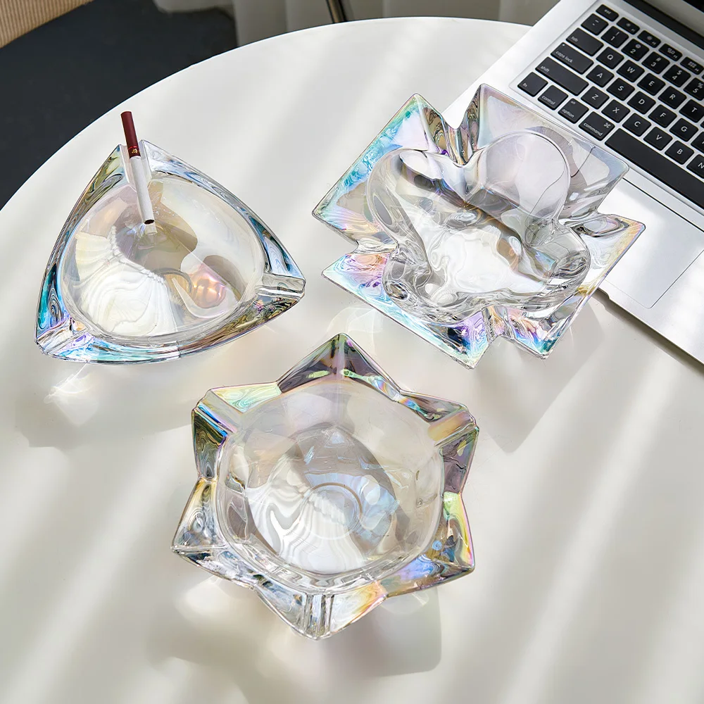 

Luxury Polygonal Ashtray Desk Accessories Modern Glass Ashtray Smoking Area Accessories Household Merchandises Home Decoration