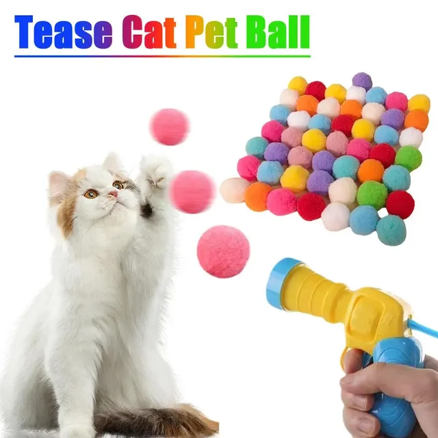Cat Toys Interactive Launch Training Toy For Pet Kitten Creative Mini Shooting Gun Games Stretch Plush Ball Toys Pet Supplies 2
