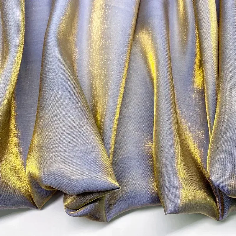 Luxurious Iridescent Silk-Blend Fabric with Glitter Finish