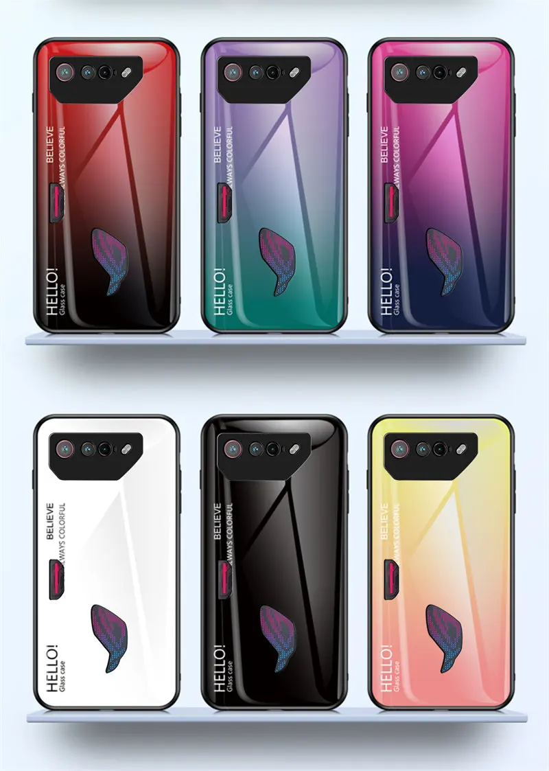 Gradient Tempered Glass Back Cover Hard Phone Case Protector