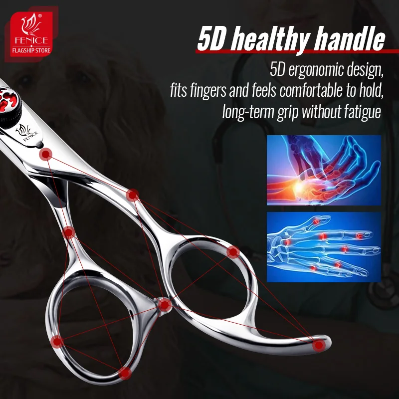 Fenice Professional 7.0/7.5 Inch JP440C Pet Grooming Scissors Cutting Straight Shears to Cut Hair for Dogs