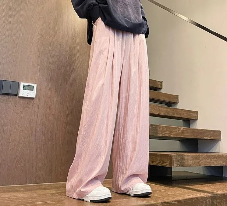 Pantalones casuales de Hip Hop para hombre, Pantalón recto, ancho