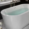 Acrylic Freestanding Bathtub Contemporary Stand Alone Soaking Tub with Overflow and Drain, , Luxury White hot tub 5