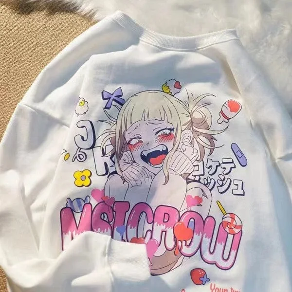 

Свободный пуловер с круглым вырезом и надписью японского аниме, Женский Топ для ленивых вторичных молодых юаней