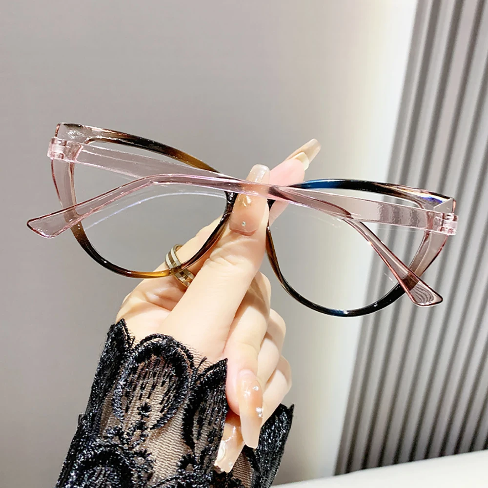 KLASSNUM Women Cat Eye Myopia Glasses Fashion Trendy Anti-blue Light Near Sight Eyepiece Vintage Lens Minus Eyewear 0 To-6.0 myopia glasses,anti blue light glasses