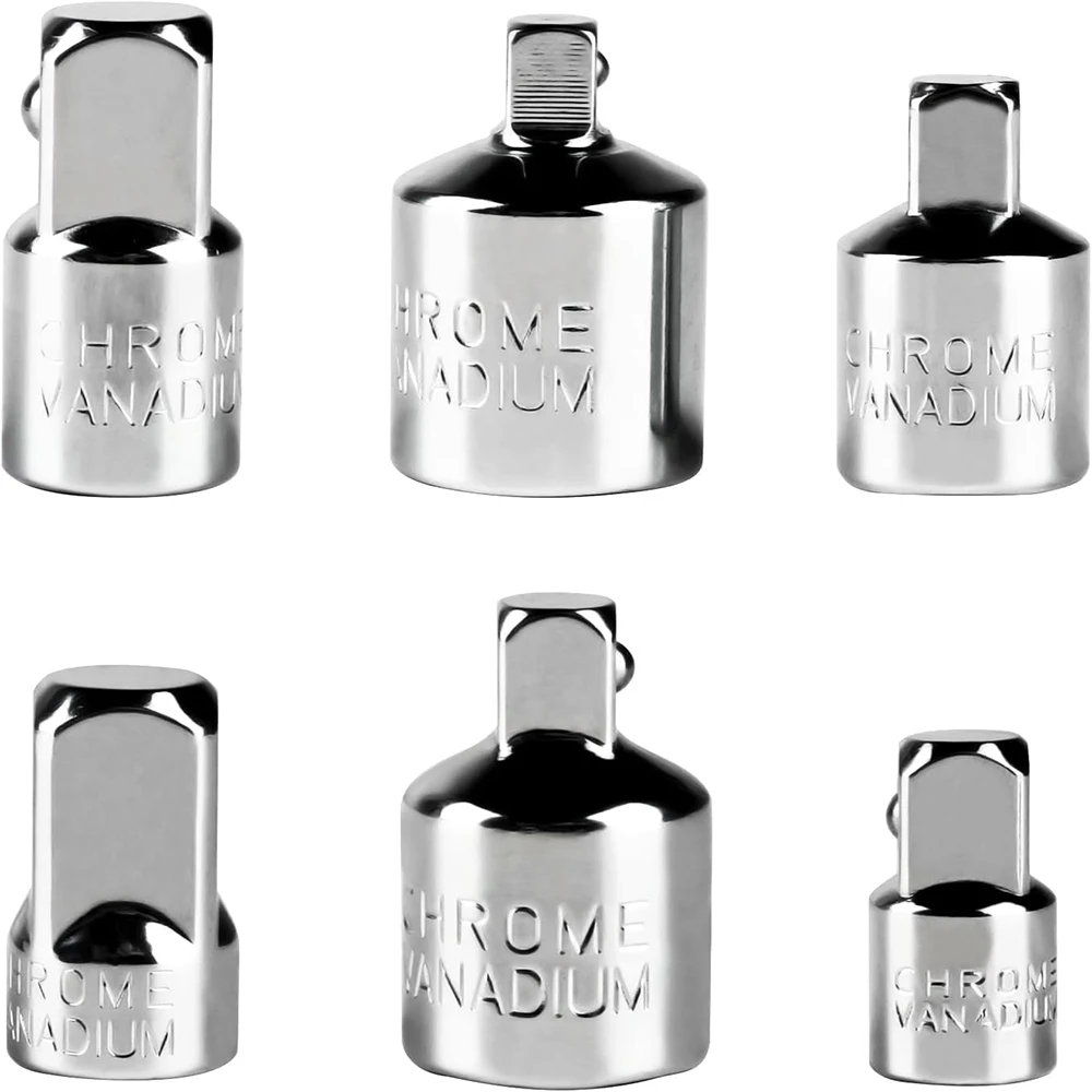 Socket Adapter Set 1/4" to 3/8" to 1/2" 6pcs Chrome Vanadium Steel