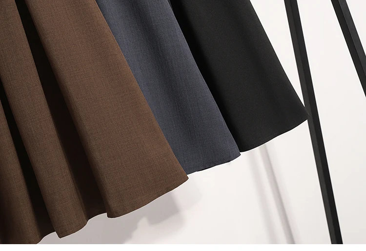 Solider, vielseitiger, mittellanger Faltenrock 2026 Plus-Size-Röcke A-Linie Maxikleid Frühling Herbst Neuer halblanger Regenschirmrock – Detail 7