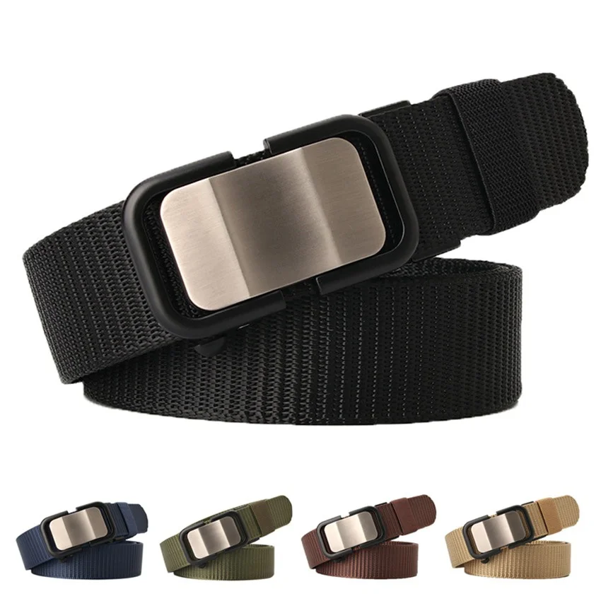 

Fashion Men Toothless Automatic Buckle Waist Belt Nylon Waistband Casual Cinturon Waist Straps