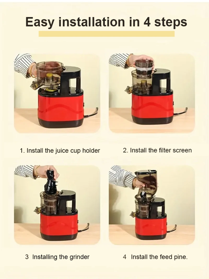 【EU Plug】 Household Large-diameter High-power Juicer Multi Functional Juicer with Residue Separation Function 5