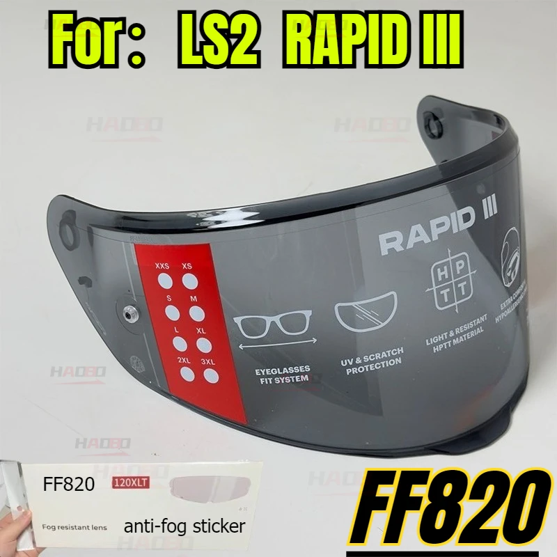 Helmet Lens Visor for LS2 FF820 RAPID III Helmet Replacement WindShield FF820 Helmet Visors Anti-fog Sticker Accessories