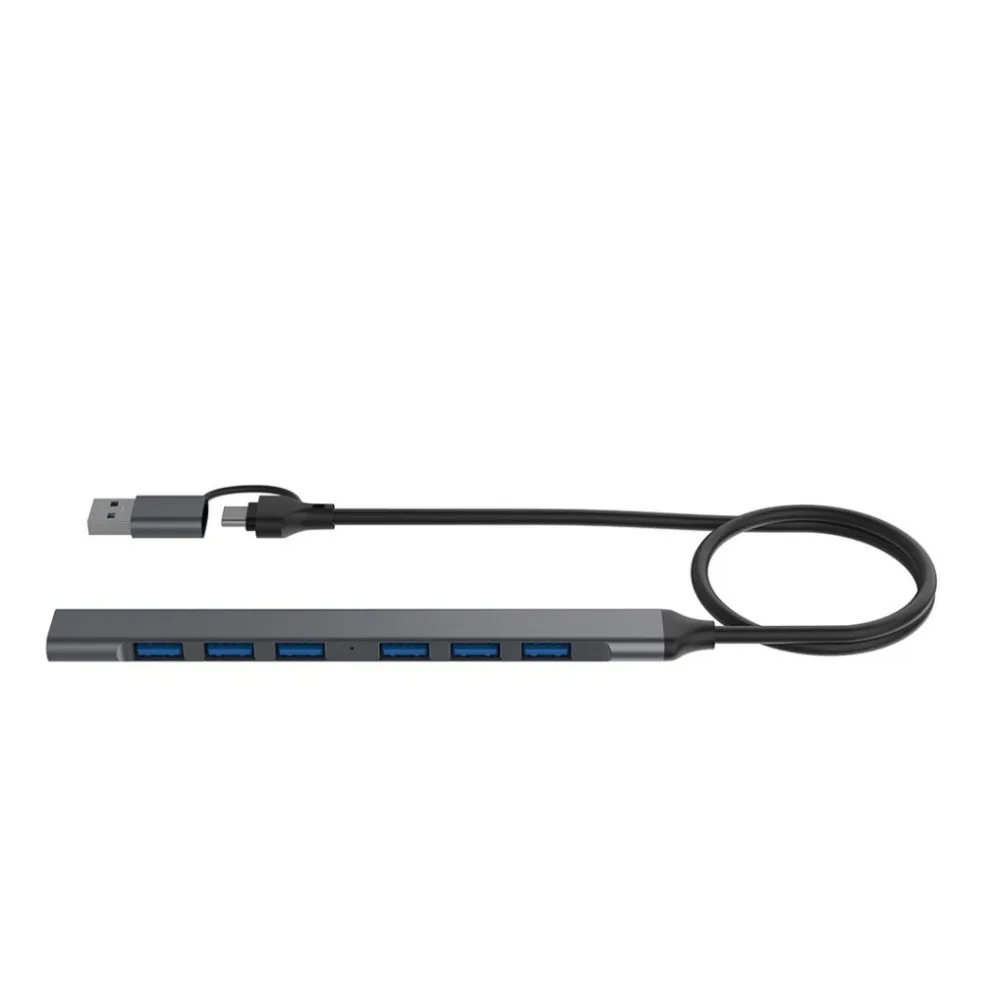 USB 3.0 C 타입 도킹 스테이션, 알루미늄 합금, 그레이 USB 3.0 확장기, 컴퓨터 허브, 2 인 1 도킹 스테이션, 4 포트, 7 포트