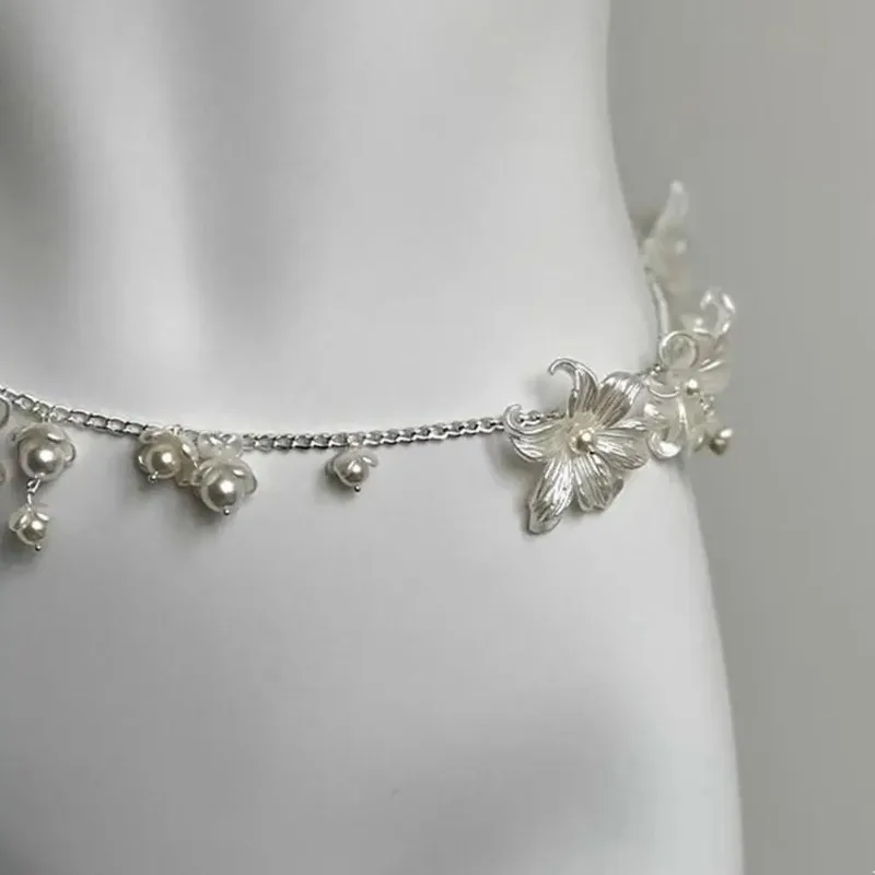 Elegant Multilayer Pearl Waist Chains Waist Accessory Versatile Floral Butterfly Belly Chain Boho Hip Chain Women