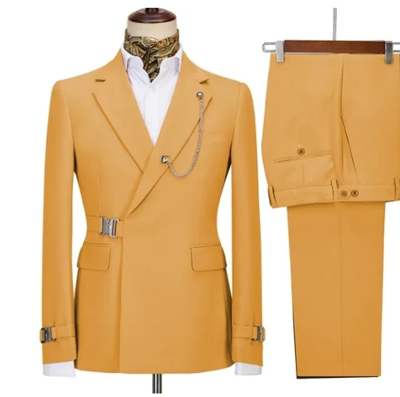 2 Pieces Men's Business Suits Regular Fit Notch Lapel Prom Tuxedos For Wedding (Blazer+Pants)Does not include chest accessories - same as photo 9, XXL