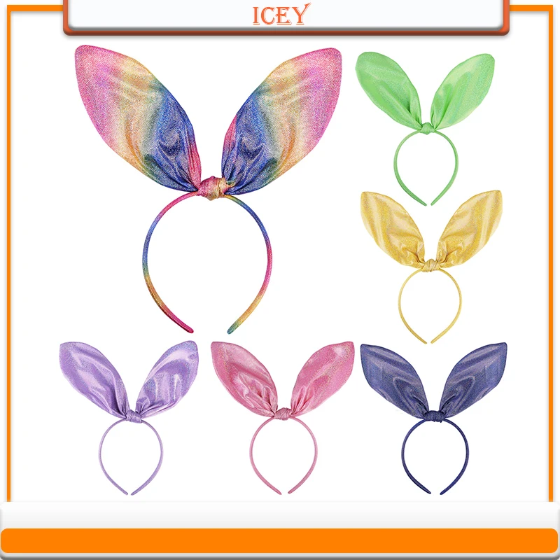 1pc Fantasy Colorful Large Rabbit Ear Hair Band Fabric Women's  Card Halloween Jewelry 10 pcs earring pendant white high grade brushed leather puff card jewelry case display pads 5x4cm 2 x 1 1 2