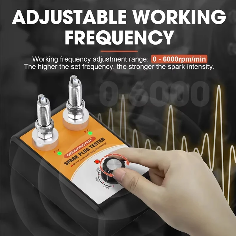 Automobile Spark Plug Tester Double Hole 0-6000rpm Working Frequency 12V Car Engine Ignition Coil Tester Diagnostic Tool