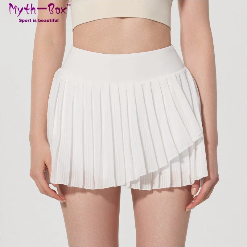 Women Pleated Tennis Skirts Quick Dry Sport Skorts Fake Two Piece Badminton Shorts Gym Fitness Running Short Skirt With Pocket