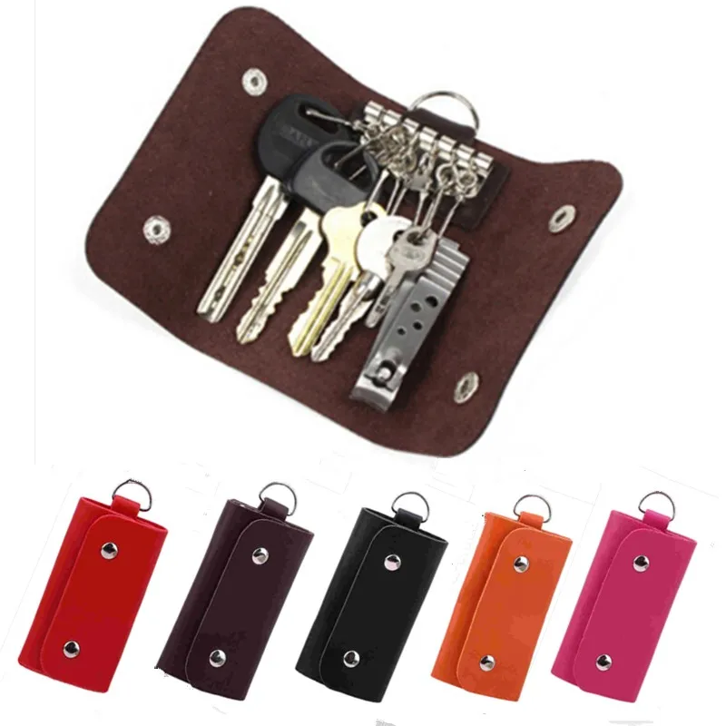 PU Leather Housekeeper Key Holders Car Keychain Key Wallet Ring Keys Bag Case Cover Leather Holder Keychain For Women Men
