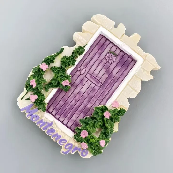 Montenegro Tourism Commemorative Creative Three Dimensional Purple Residential Wooden Door Decoration Magnet Refrigerator Sticke