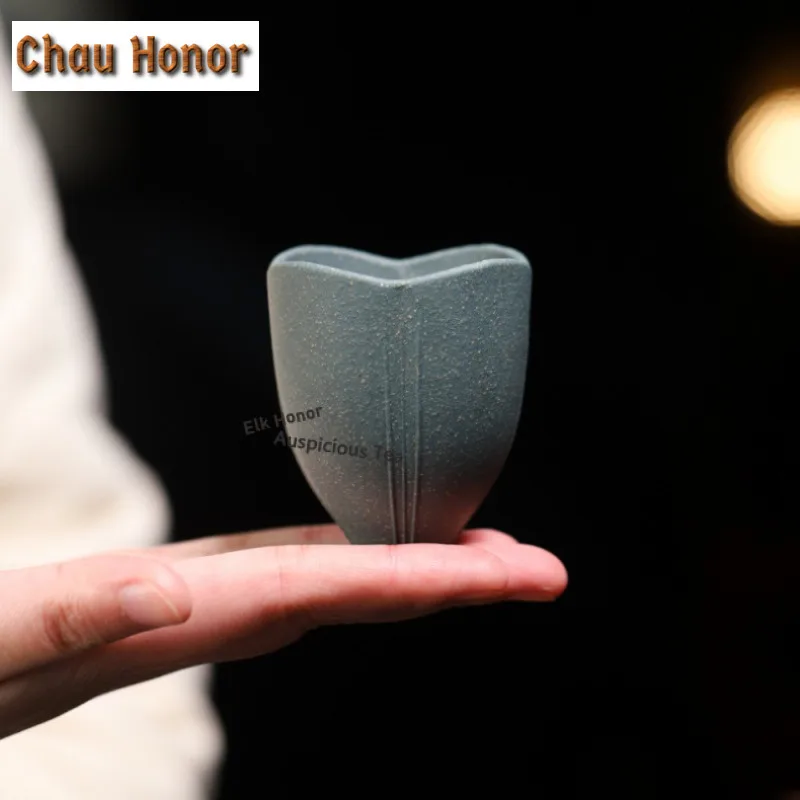 70ml Yixing Purple Sand Lotus Leaf Teacup Retro Tea Bowl Tea Cup Set Tea-tasting Personal Cup Chazhan Master Cups Chinese Teaset