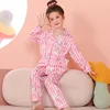 Kawaii Sanrio Pajama Sets Girls Lapel Soft Breathable Print Sleep Costume Gal Causal Comfortable Housewear Autumn Winter 3