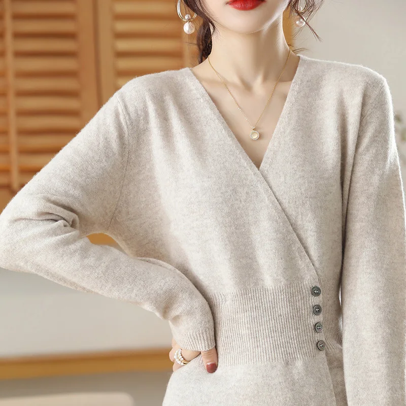 

2022 Spring Winter/ Autumn New Fashion Cashmere Cardigan Women's Long Sleeve Knitted Jacket Coat S-XXL Sweater Standard